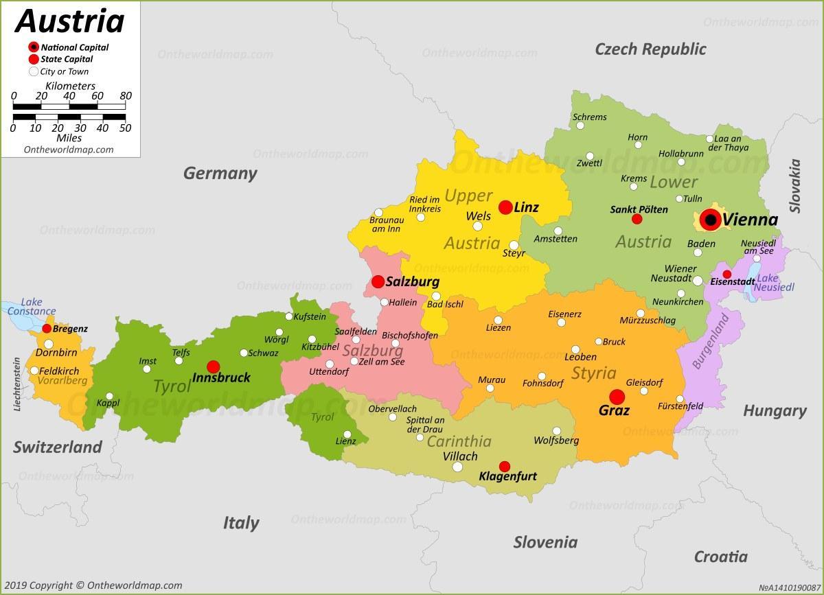 Mapa stolicy Austrii